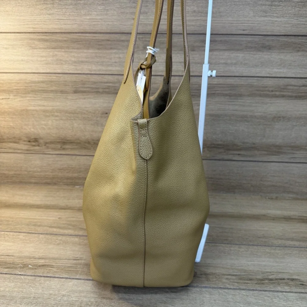 NWT Viola Castellani Tan Leather Hobo Bag Made in Italy Convertible Shopper Tote